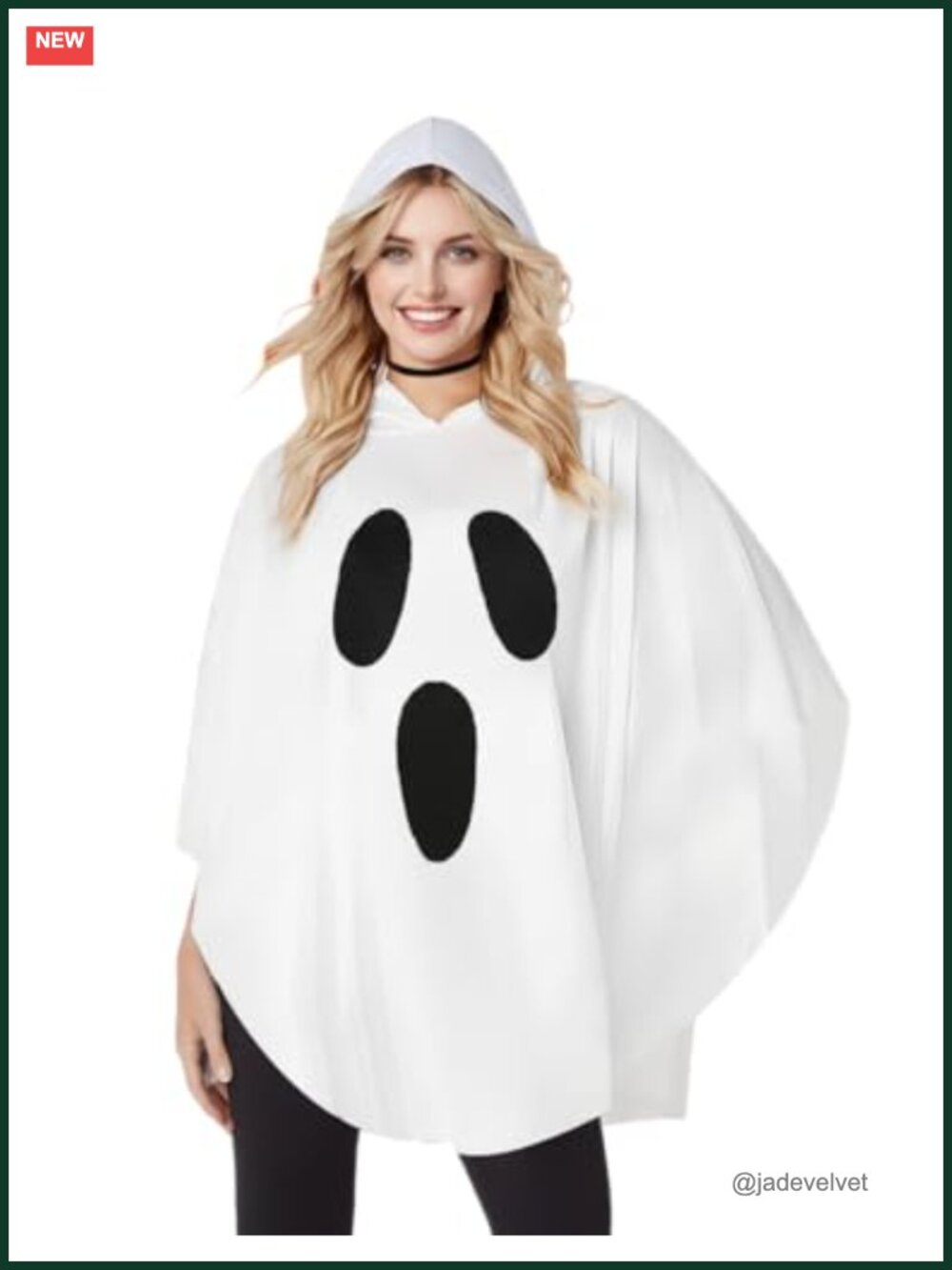 Women Ghost Costume Hooded Cape Adult Halloween Poncho Cloak Spooky Party Outfit